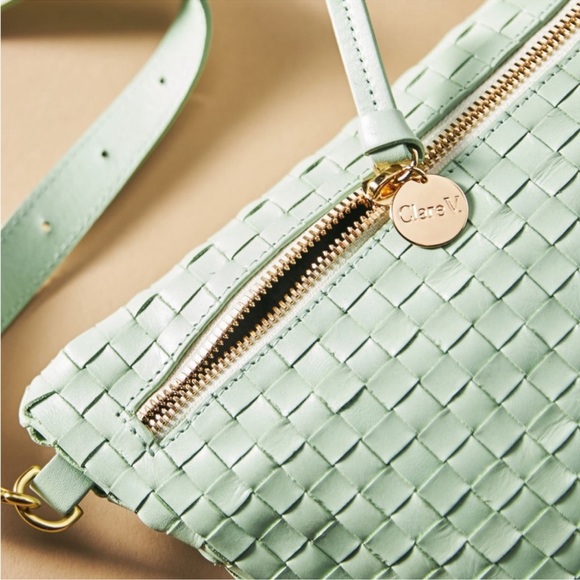 Clare V Grande Fanny in Mist Woven Checker NEW - Picture 4 of 11